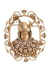Shop_Cosa Nostraa_Gold Crystals, Stones, Pearls Regal Shrinathji Brooch _Online_at_Aza_Fashions