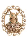 Cosa Nostraa_Gold Crystals, Stones, Pearls Regal Shrinathji Brooch _at_Aza_Fashions