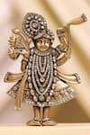 Cosa Nostraa_Gold Crystals, Rhinestones Divine Shrinathji Brooch _at_Aza_Fashions