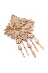 Buy_Cosa Nostraa_Gold Tassels, Metallic Thread Lotus Splendor Brooch _Online_at_Aza_Fashions
