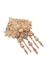 Cosa Nostraa_Gold Tassels, Metallic Thread Lotus Splendor Brooch _at_Aza_Fashions