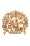Cosa Nostraa_Gold Gemstones Royal Radha-krishna Brooch _at_Aza_Fashions