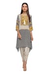 Buy_Soup By Sougat Paul_Beige Crepe Boat Printed Kurta Set _at_Aza_Fashions