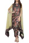 Buy_Soup By Sougat Paul_Black Net, Satin Round Printed Dress Jacket Set 