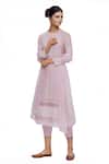 Buy_Neha Khullar_Pink Silk, Kota Round Embroidered Kurta Set _at_Aza_Fashions