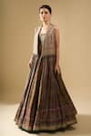 Buy_Tarun Tahiliani_Multi Color Embroidery, Pom-poms, Zari Open Neck, Gilet Printed Lehenga Set _at_Aza_Fashions