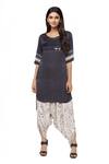 Buy_So Us By Sougatpaul_Grey Modal Satin Round Printed Kurta And Dhoti Pant Set _at_Aza_Fashions