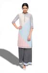 Buy_So Us By Sougatpaul_Multi Color Crepe Stand Collar Printed Kurta Palazzo Set _at_Aza_Fashions
