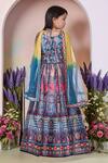 Shop_Petite Pomme_Blue Polyester, Net Mirrors, Embroidery Printed Lehenga Set With Dupatta_at_Aza_Fashions