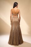 Shop_Seema Gujral_Gold Net Sequins, Beads Sweetheart Neck Embroidered Mermaid Lehenga Set _at_Aza_Fashions