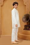 Shop Petite Pomme White Silk, Cotton Embroidery Malai Sherwani And Pant Set at Aza Fashions Shop_Petite Pomme_White Silk, Cotton Embroidery Malai Sherwani And Pant Set _at_Aza_Fashions