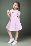 Shop_Petite Pomme_Pink Cotton Bows Floral Printed Sleeveless Dress_Online_at_Aza_Fashions