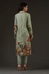 Shop_Balance By Rohit Bal_Green Chanderi, Cotton Embroidery Mandarin Collar, Keyhole Printed And Kurta Set _at_Aza_Fashions