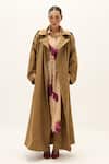 Buy_Kharakapas_Brown Cotton Heartstone Trench Coat _Online_at_Aza_Fashions