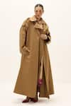 Shop_Kharakapas_Brown Cotton Heartstone Trench Coat _Online_at_Aza_Fashions