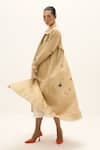 Kharakapas_Beige Cotton Ochre Trench Coat _Online_at_Aza_Fashions