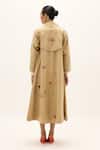 Shop_Kharakapas_Beige Cotton Ochre Trench Coat _at_Aza_Fashions