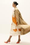 Shop_Kharakapas_Beige Cotton Ochre Trench Coat _Online_at_Aza_Fashions