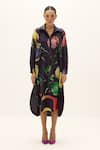 Kharakapas_Purple Cotton Collared Plateau Printed Shirt Dress _Online_at_Aza_Fashions