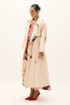 Buy_Kharakapas_Off White Corduroy, Cotton Clay Echo Trench Coat _Online_at_Aza_Fashions