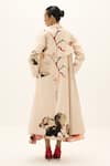 Shop_Kharakapas_Off White Corduroy, Cotton Clay Echo Trench Coat _at_Aza_Fashions