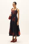 Kharakapas_Black Cotton Square Neck Isabel Printed Dress _Online_at_Aza_Fashions