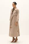Kharakapas_Taupe Cotton Trench Coat _Online_at_Aza_Fashions