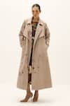 Buy_Kharakapas_Taupe Cotton Trench Coat _at_Aza_Fashions