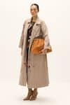 Buy_Kharakapas_Taupe Cotton Trench Coat _Online_at_Aza_Fashions