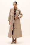 Shop_Kharakapas_Taupe Cotton Trench Coat _Online_at_Aza_Fashions