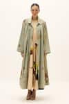 Kharakapas_Green Cotton Chateau Trench Coat _Online_at_Aza_Fashions