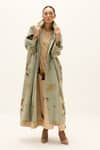 Buy_Kharakapas_Green Cotton Chateau Trench Coat _Online_at_Aza_Fashions