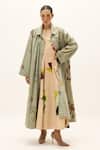 Buy_Kharakapas_Green Cotton Chateau Trench Coat _at_Aza_Fashions