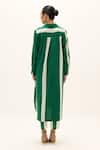 Shop_Kharakapas_Green Cotton Collared Stream Lines Print Kurta And Pant Set _at_Aza_Fashions