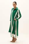 Buy_Kharakapas_Green Cotton Collared Stream Lines Print Kurta And Pant Set 