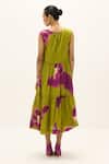 Shop_Kharakapas_Green Cotton Round Neck Florine Dress _at_Aza_Fashions