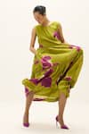 Kharakapas_Green Cotton Round Neck Florine Dress _at_Aza_Fashions