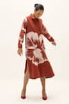 Buy_Kharakapas_Red Cotton Collared Hibisca Print Shirt Dress _Online_at_Aza_Fashions