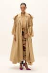Buy_Kharakapas_Beige Twill, Cotton Chestnut Trench Coat _Online_at_Aza_Fashions