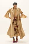 Buy_Kharakapas_Beige Twill, Cotton Chestnut Trench Coat _at_Aza_Fashions