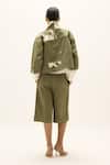 Shop_Kharakapas_Olive Green Cotton, Twill Collared Fennel Printed Jacket _at_Aza_Fashions