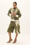 Buy_Kharakapas_Olive Green Cotton, Twill Fennel Printed Culottes _at_Aza_Fashions