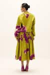 Shop_Kharakapas_Green Cotton High Neck Ladybloom Print Jacket With Skirt _at_Aza_Fashions