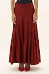 Shop_Kharakapas_Rust Oxford Bayberry Cotton Skirt _Online_at_Aza_Fashions
