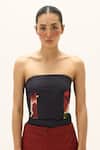 Buy_Kharakapas_Navy Cotton Bandeau Neck Nyssa Corset Top _at_Aza_Fashions