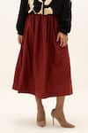 Kharakapas_Red Cotton Rowan Skirt _at_Aza_Fashions