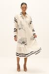 Buy_Kharakapas_White Cotton Collared Frostline Dress _at_Aza_Fashions