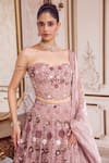 Shop_Label Sanya Gulati_Pink Silk Organza, Tissue Embroidery, Sequins, Beads, Rose Bridal Lehenga Set _Online_at_Aza_Fashions