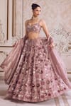 Label Sanya Gulati_Pink Silk Organza, Tissue Embroidery, Sequins, Beads, Pearls, Bridal Lehenga Set _Online_at_Aza_Fashions