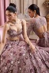Buy_Label Sanya Gulati_Pink Silk Organza, Tissue Embroidery, Sequins, Beads, Pearls, Bridal Lehenga Set _Online_at_Aza_Fashions